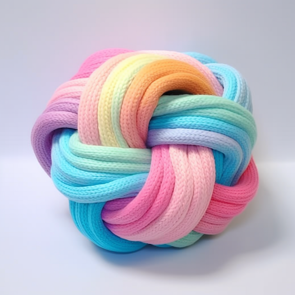 Large knit knot made of yarn